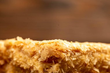 Tereyağlı katman kek, yakın plan, seçici odaklanma