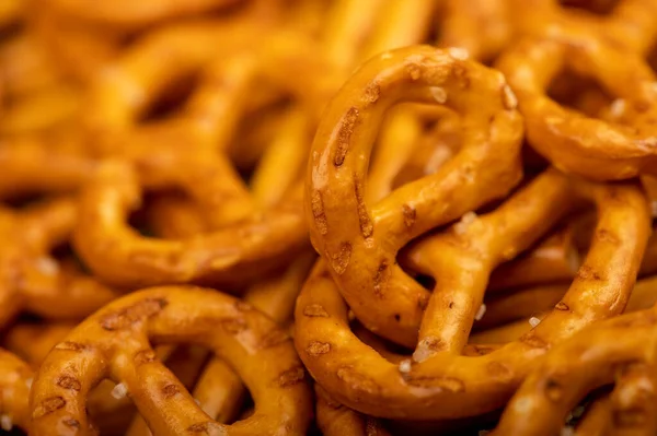 Crispy Bread Straws Salt Close Selective Focus Top View — Stock Photo, Image