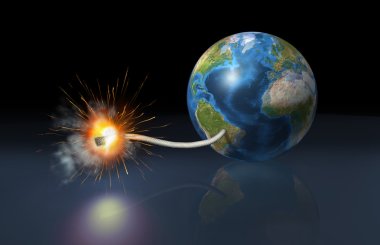 Işıklı dünya küre bir sigorta ile bir bomba gibi