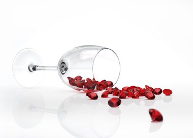 Glass felt down, with many red diamonds came out of it, instead clipart
