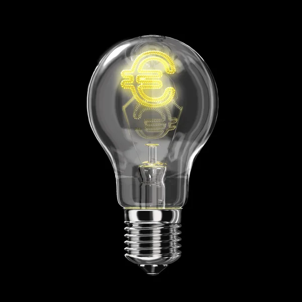 Light bulb classic type. The filament is of the shape of Euro — Stock Photo, Image