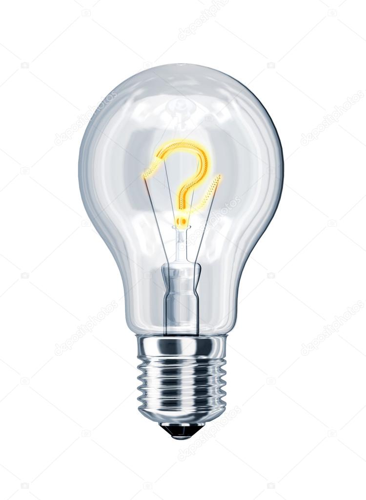 Light bulb with question mark at the place of incandescence.