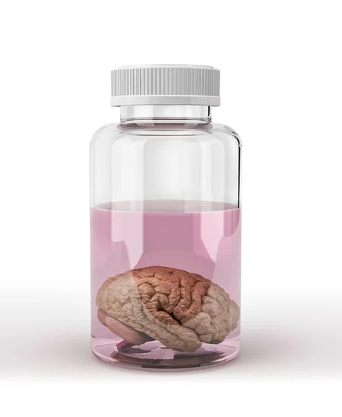 Cerebro humano en una botella bajo el espíritu . — Foto de Stock