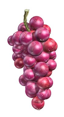 kırmızı üzüm beyaz arka plan üzerinde Su damlacıkları ile.