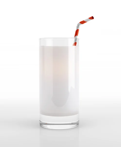 Glas melk met stro. — Stockfoto