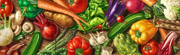 Molte verdure che posano su un tavolo — Foto Stock
