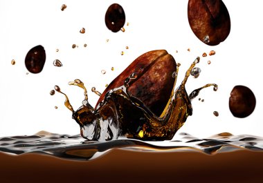 Kahve Çekirdeği oluşturan bir taç sıçrama koyu bir sıvı içine düşen,
