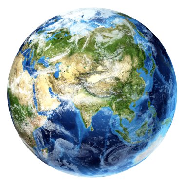 bulut ile Dünya gezegeni. Asya görünümü.