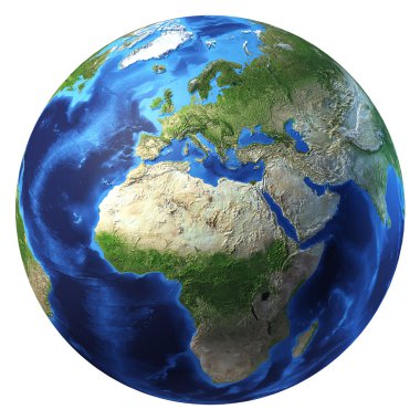 Planet earth with some clouds. Europe and Africa view. clipart