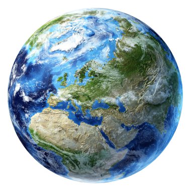 Planet earth with some clouds. Europe view. clipart