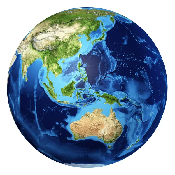 Earth globe, realistisch 3 d renderen. Oceanië weergave. — Stockfoto