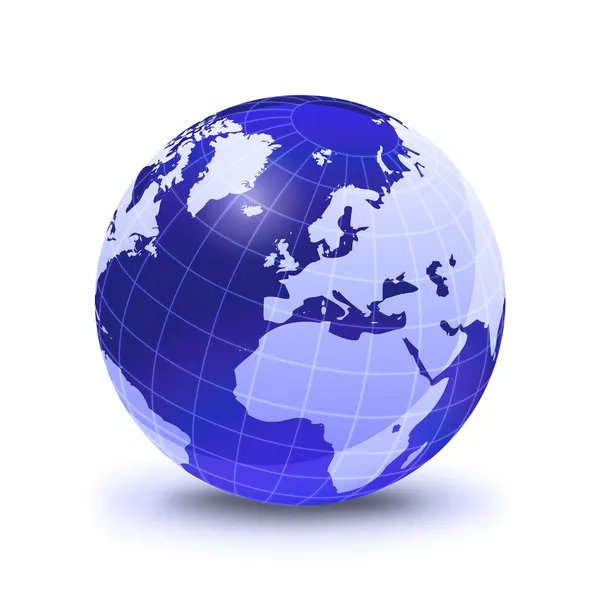 Earth globe gestileerd, in blauwe kleur — Stockfoto