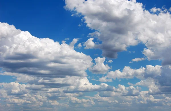 Blue sky with many cumulus white clouds. Stock Picture