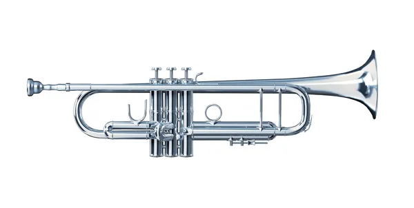 Zilveren trompet van een zijkant gezien. — Stockfoto