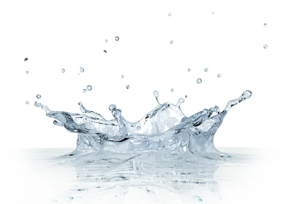 Spruzzare acqua isolata su sfondo bianco. — Foto Stock