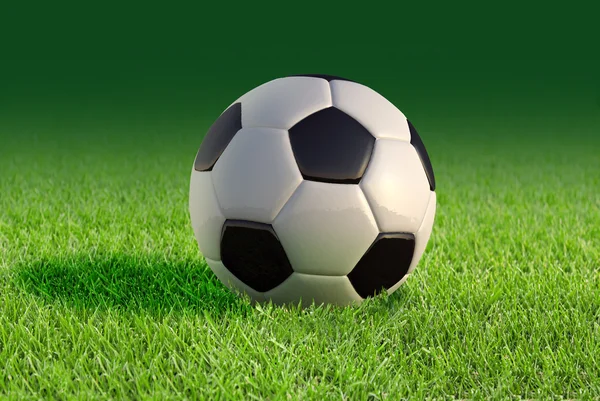 Soccer ball close up on grass lawn. — Stock Photo, Image