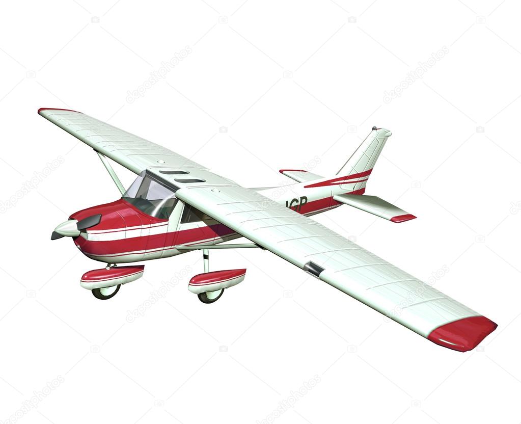 Small airplane on white background