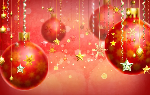 Christmass red abstract background with several decorations — Stock Photo, Image