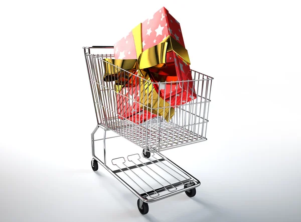 3D digitales Rendering eines Supermarktwagens — Stockfoto