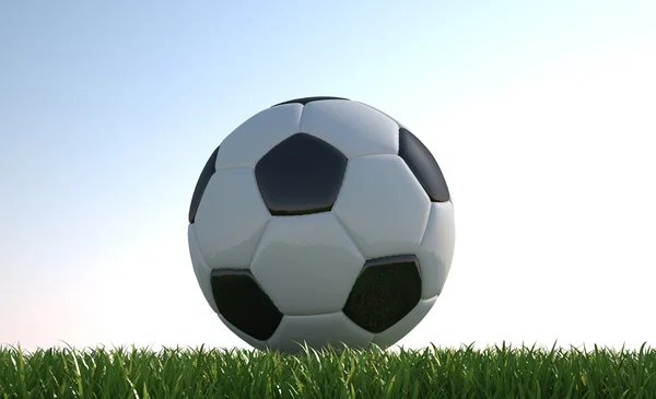 Soccer ball close up on grass lawn. — Stock Photo, Image