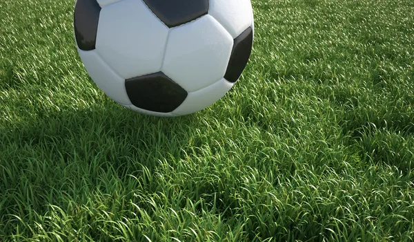 Voetbal close-up op gras gazon. — Stockfoto