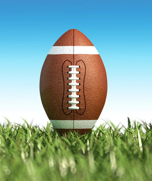 American Football Ball, auf dem Rasen. Nahaufnahme. — Stockfoto