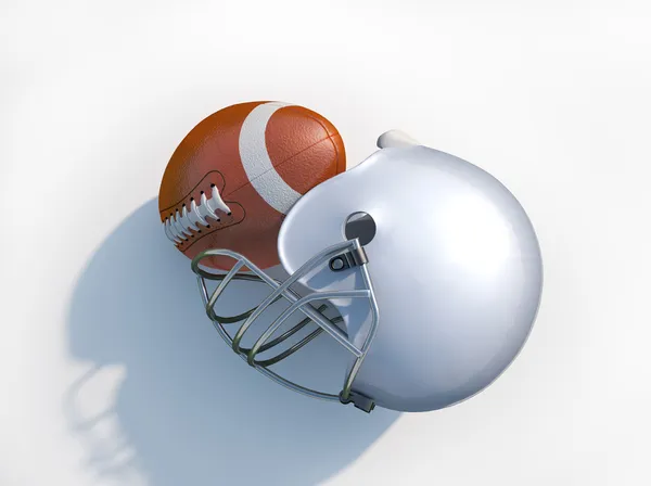 American Football Helm mit Ball isoliert. — Stockfoto