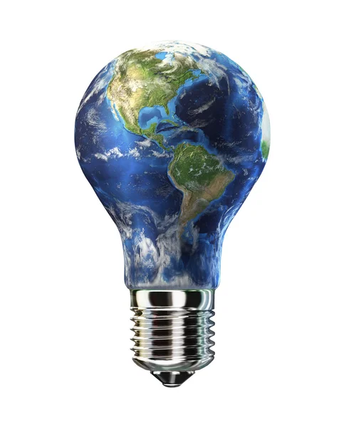 Light bulb with planet Earth. — Stock Photo, Image