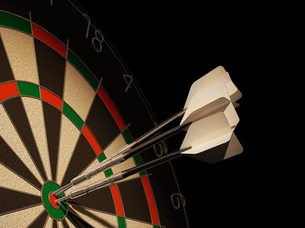 Dartbord met drie darts center target. — Stockfoto