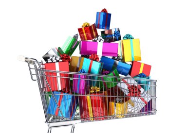 süpermarket arabası çok çok renkli hediyeler tam.