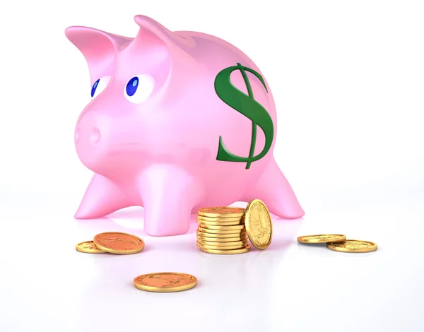 Piggy bank with coins — Stock Photo, Image