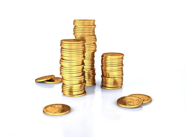 Gold dollar three coins stacks — Stock Photo, Image