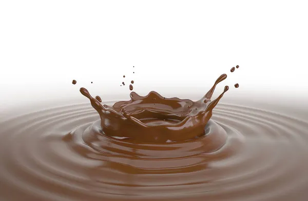 Piscina Salpicaduras Corona Chocolate Líquido Con Ondulaciones Aislado Sobre Fondo —  Fotos de Stock
