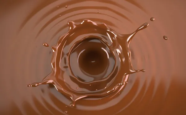 Salpicadura Corona Chocolate Líquido Una Piscina Chocolate Líquido Con Ondas —  Fotos de Stock