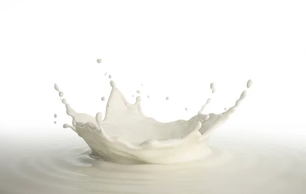 Milk Crown Splash Splashing Milk Pool Ripples Bird Eye View — Stock Photo, Image