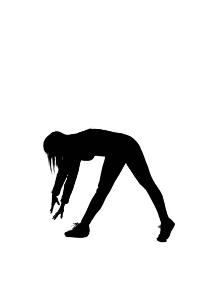 Silhouette Girl Doing Warm Gymnastic Exercises — Stock Photo, Image