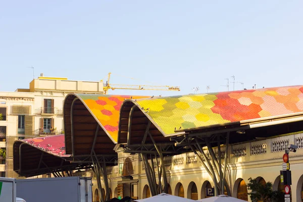 colorful roof of the Santa Caterina market in Barcelona