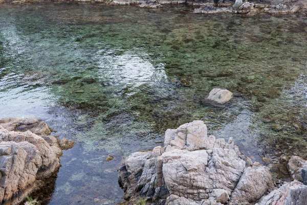 Costa Brava Sea Crashing Rocks Medanean Sea North Catalonia Spain — стоковое фото