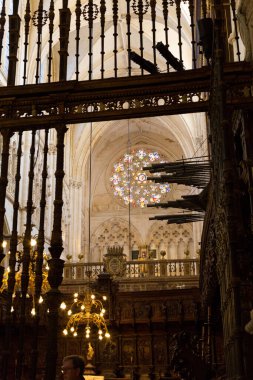 Interior cathedral of Burgos, Castilla, Spain, details of architecture, sculpture and altarpieces.