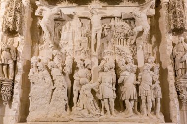 Interior cathedral of Burgos, Castilla, Spain, details of architecture, sculpture and altarpieces.