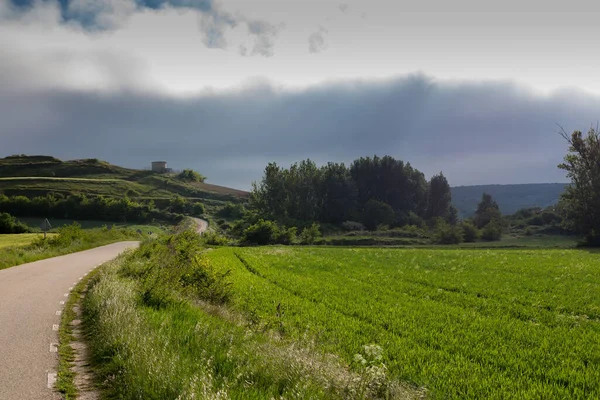 Vuile Wegen Castilië Het Voorjaar Doorgang Van Pelgrims Camino Santiago — Stockfoto