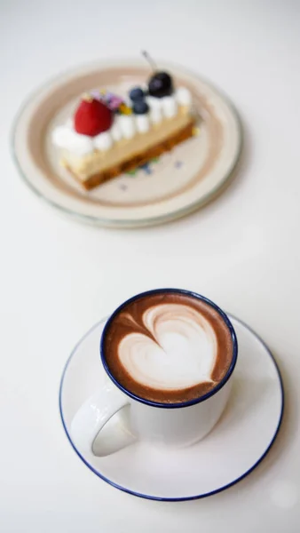 Latte Art Café Chaud Avec Lait Tulipe Latte Art Sur — Photo