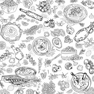 Humus el çizimi vektör pürüzsüz desen.