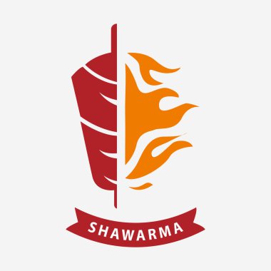 Restoranlar ve pazarlar için Shawarma logosu.