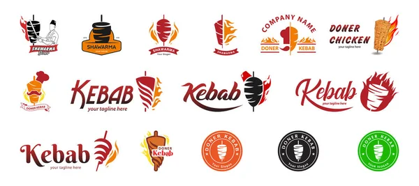 Логотип Shawarma Ресторанов Рынков Шаблон Логотипа Донера Векторная Иллюстрация Eps10 — стоковый вектор