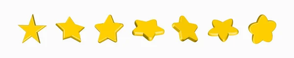 Hvězda Různých Tvarů Jasně Žluté Barvy Realistický Design Objektu Hodnocení — Stockový vektor