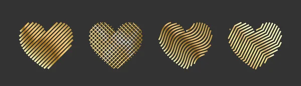 Iconos Del Corazón Oro Símbolo Amor Perfecto Estilo Plano Logotipo — Archivo Imágenes Vectoriales