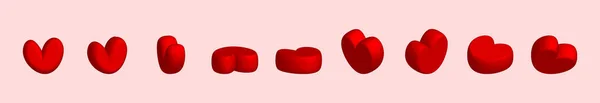 Sometric Hearts Icon Set Valentinstag Liebessymbol Herz Symbol Front Und — Stockvektor