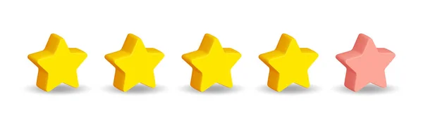 Pięć Gwiazdek Błyszczące Żółte Różowe Kolory Realistyczna Konstrukcja Obiektu Aplikacji — Wektor stockowy