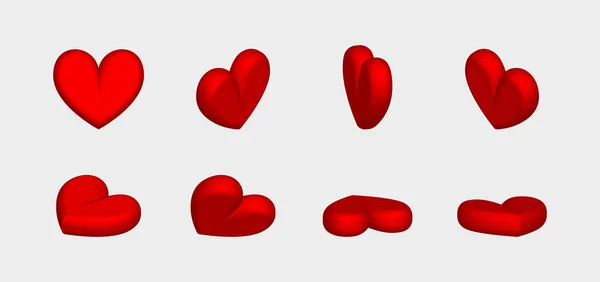 Conjunto Ícones Corações Sométricos Dia Dos Namorados Símbolo Amor Ícone —  Vetores de Stock